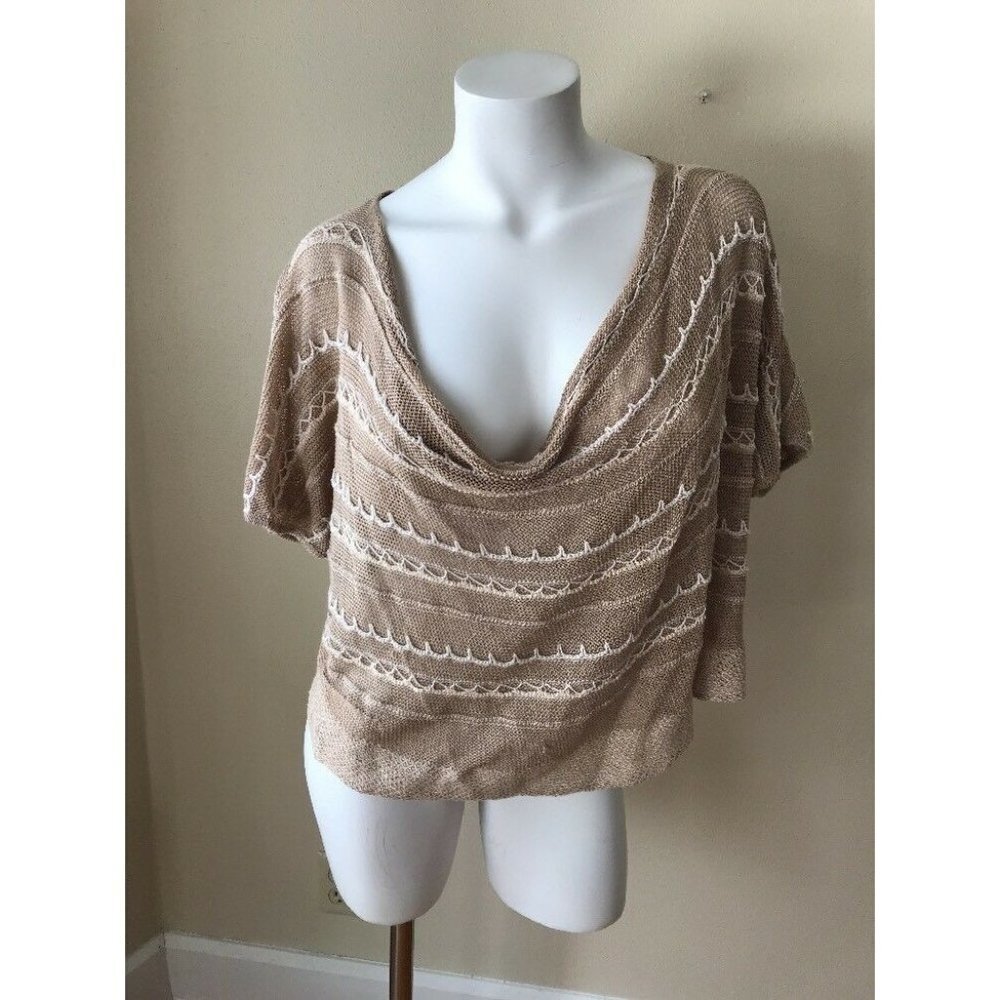 KNITTED AND KNOTTED Beige White Open Knit